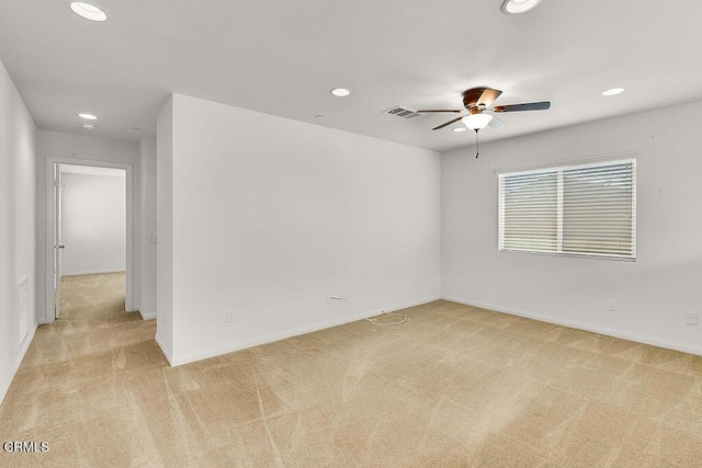 953 Coronado Cir, Santa Paula, CA 93060 - unfurnished room featuring recessed lighting, light colored carpet, a ceiling fan, and baseboards