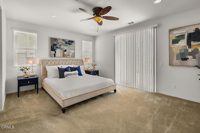 953 Coronado Cir, Santa Paula, CA 93060 - carpeted bedroom featuring baseboards, recessed lighting, and ceiling fan