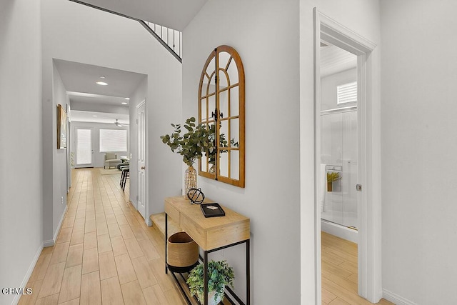 953 Coronado Cir, Santa Paula, CA 93060 - hall with baseboards, light wood finished floors, and recessed lighting