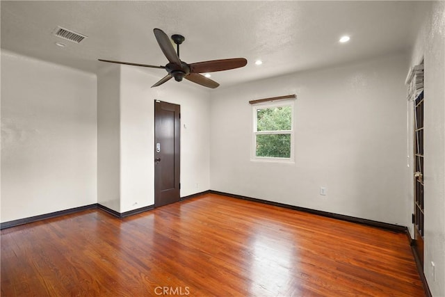 11022 Fruitland Dr, Studio City, CA 91604 - spare room with ceiling fan, wood finished floors, baseboards, and recessed lighting
