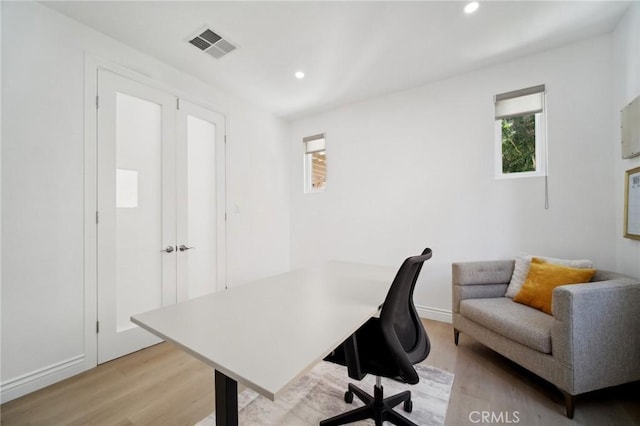 25422 Magnolia Ln, Stevenson Ranch, CA 91381 - home office featuring light wood-style flooring, recessed lighting, and baseboards