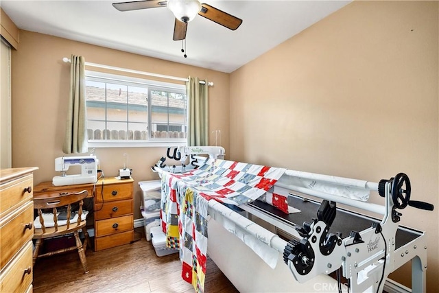 12713 16th St, Chino, CA 91710 - bedroom with wood finished floors and ceiling fan