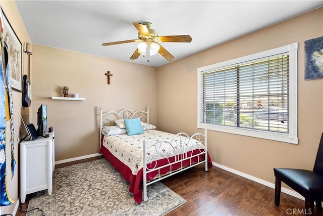 12713 16th St, Chino, CA 91710 - bedroom featuring baseboards, wood finished floors, and a ceiling fan