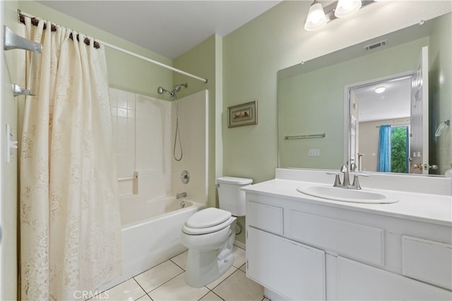24030 Colmar Ln, Murrieta, CA 92562 - bathroom with shower / tub combo, toilet, tile patterned floors, and vanity