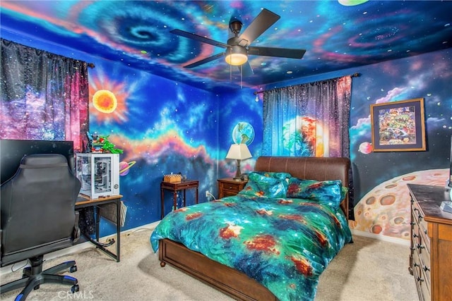11294 Chappell Way, Beaumont, CA 92223 - carpeted bedroom with an office area, baseboards, and a ceiling fan