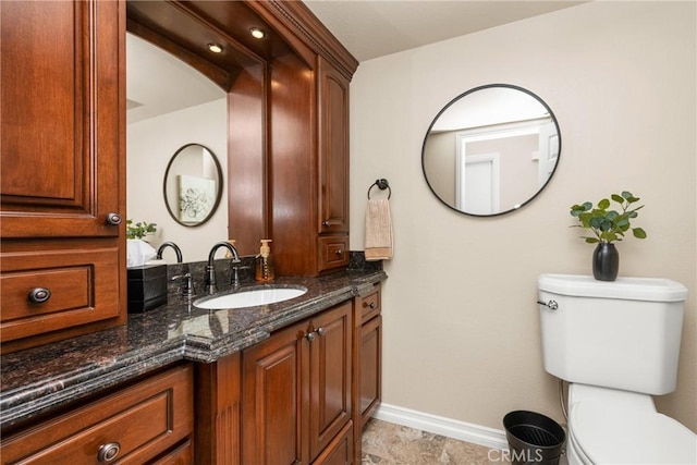 293 N Paseo De Juan, Anaheim Hills, CA 92807 - half bathroom featuring toilet, baseboards, and vanity