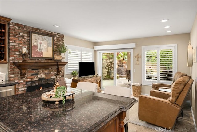 293 N Paseo De Juan, Anaheim Hills, CA 92807 - living room with a fireplace and recessed lighting