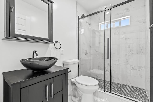 142 S Savannah St, Los Angeles, CA 90033 - bathroom featuring a marble finish shower, toilet, and vanity