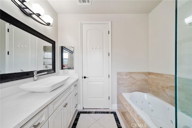 130 Alta St Unit B, Arcadia, CA 91006 - full bathroom with vanity, a tub with jets, and tile patterned floors