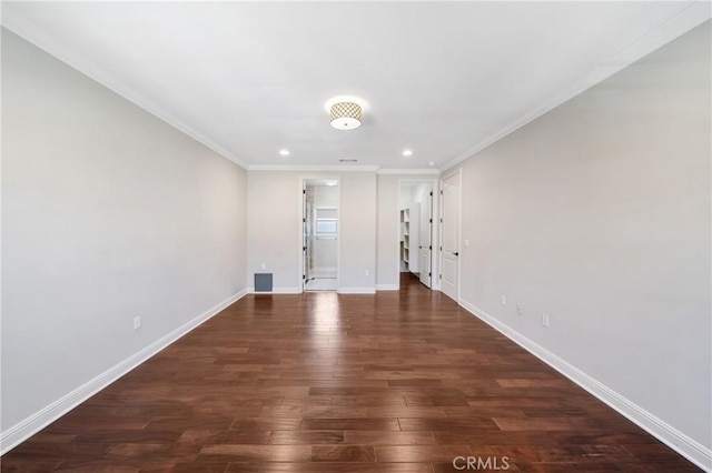 130 Alta St Unit B, Arcadia, CA 91006 - spare room featuring dark wood-type flooring, crown molding, baseboards, and recessed lighting