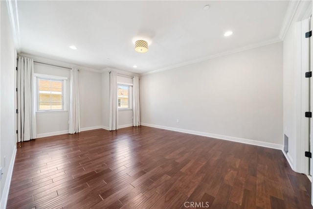 130 Alta St Unit B, Arcadia, CA 91006 - unfurnished room with dark wood-style flooring, baseboards, crown molding, and recessed lighting