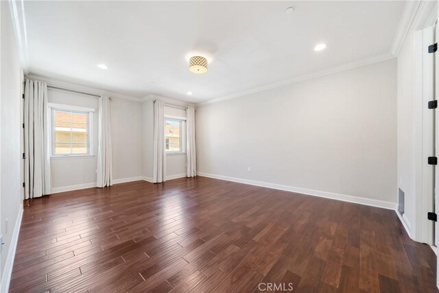 130 Alta St Unit B, Arcadia, CA 91006 - unfurnished room with dark wood-type flooring, baseboards, crown molding, and recessed lighting