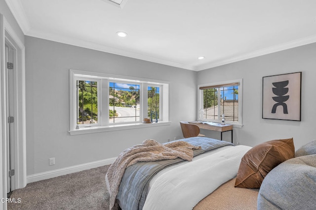 320 Starlane Dr, La Canada Flintridge, CA 91011 - carpeted bedroom with recessed lighting, ornamental molding, and baseboards
