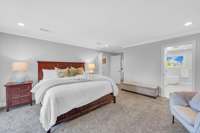 320 Starlane Dr, La Canada Flintridge, CA 91011 - bedroom with recessed lighting, carpet floors, crown molding, baseboards, and ensuite bath