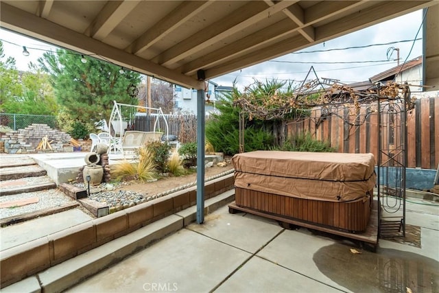 42868 Ranch Club Rd, Lake Elizabeth, CA 93532 - fenced backyard featuring a hot tub and a patio area