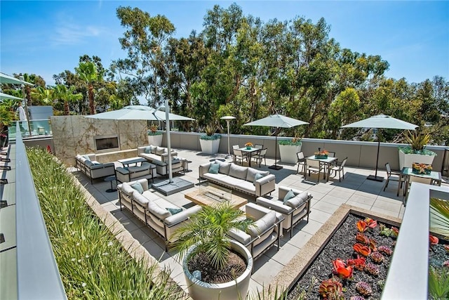 13650 Marina Pointe Dr Unit 908, Marina Del Rey, CA 90292 - view of patio featuring an outdoor living space and outdoor dining space