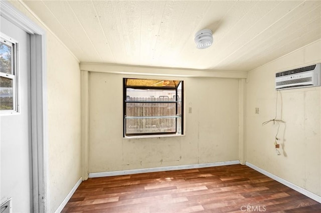 4060 Olive St, Chino, CA 91710 - empty room featuring wood finished floors, wooden ceiling, and a wall unit AC