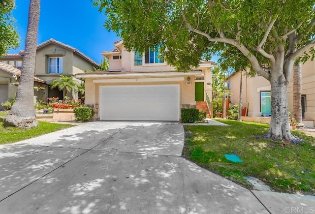 2407 Eastridge Loop, Chula Vista, CA 91915 - view of front of house featuring stucco siding, a garage, concrete driveway, and a front yard