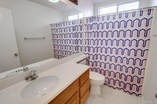 2407 Eastridge Loop, Chula Vista, CA 91915 - bathroom with vanity, toilet, a shower with curtain, and tile patterned floors
