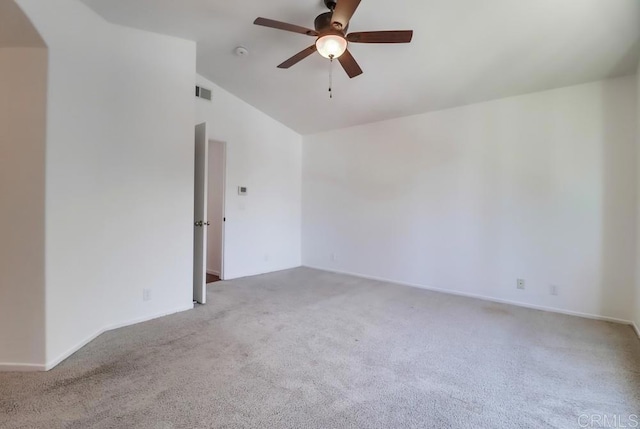 2407 Eastridge Loop, Chula Vista, CA 91915 - carpeted spare room featuring a ceiling fan, arched walkways, lofted ceiling, and baseboards
