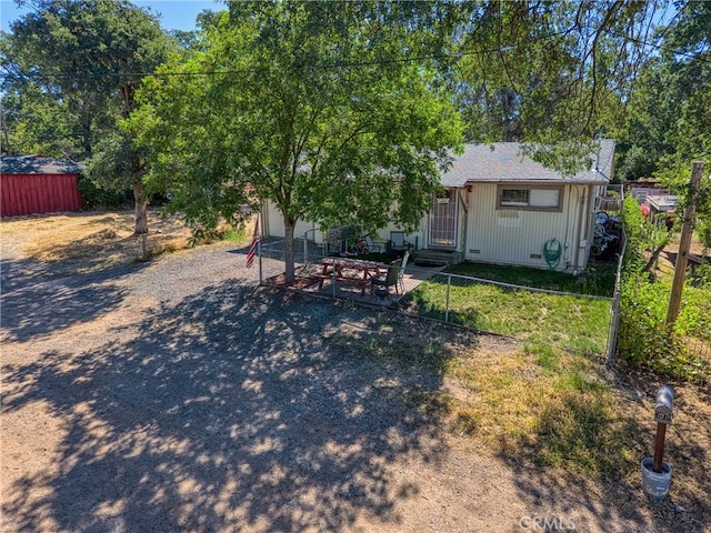 3970 Oakland Ave, Clearlake, CA 95422 - view of yard featuring entry steps, a patio area, and a storage shed