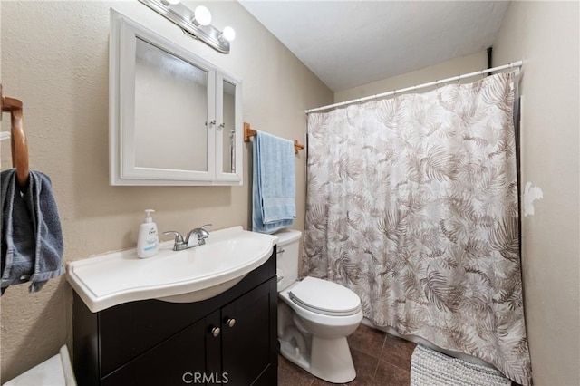 3970 Oakland Ave, Clearlake, CA 95422 - full bath with vanity, tile patterned flooring, and a shower with shower curtain
