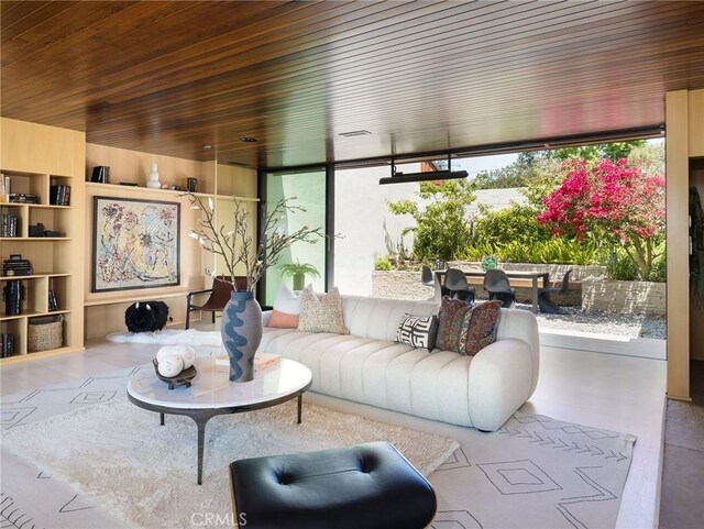 7 Cinchring Rd, Rolling Hills, CA 90274 - living area with plenty of natural light, wooden ceiling, and built in features