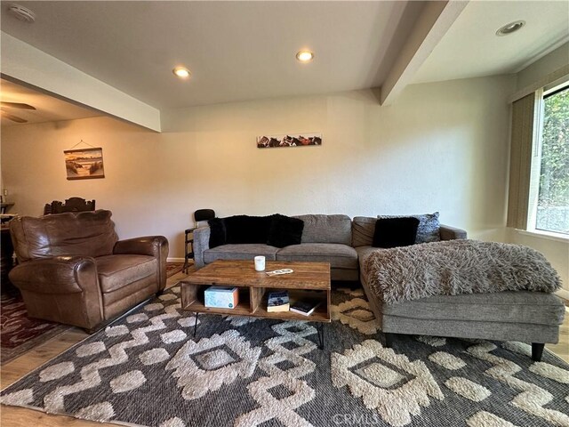 680 Chorro St Unit 18, San Luis Obispo, CA 93401 - living area featuring wood finished floors, recessed lighting, and ceiling fan