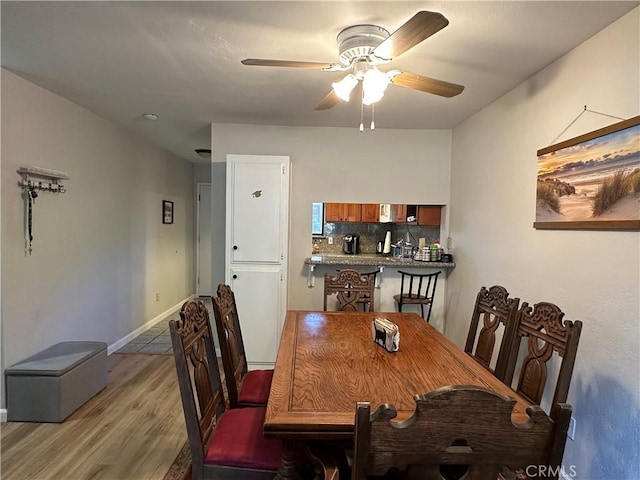 680 Chorro St Unit 18, San Luis Obispo, CA 93401 - dining room with wood finished floors, ceiling fan, and baseboards