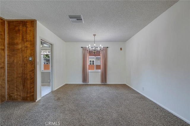 436 W Porter Ave, Fullerton, CA 92832 - carpeted spare room with a chandelier, a textured ceiling, and baseboards