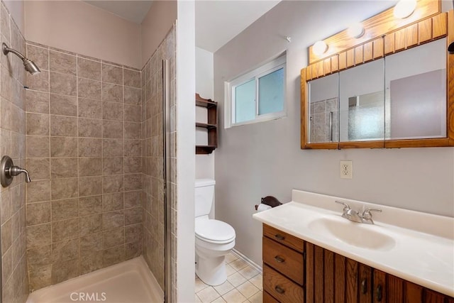 436 W Porter Ave, Fullerton, CA 92832 - full bath with toilet, tiled shower, vanity, and tile patterned flooring