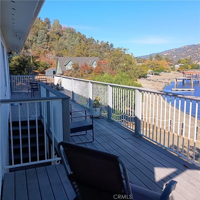 10098 Crestview Dr, Clearlake, CA 95424 - wooden deck with a water and mountain view