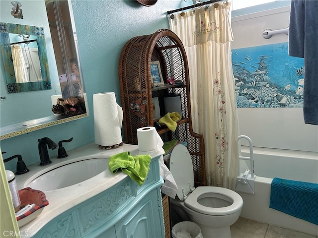 161 Janet Ave, Grover Beach, CA 93433 - full bath featuring vanity, toilet, shower / bathtub combination with curtain, and tile patterned floors