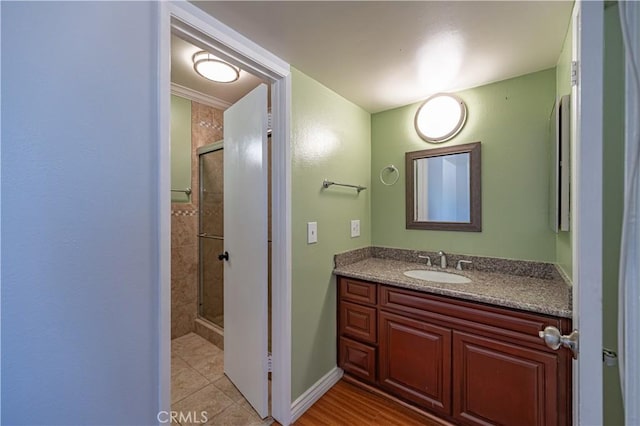 13905 Magnolia St, Garden Grove, CA 92844 - full bath with a stall shower, vanity, and tile patterned flooring