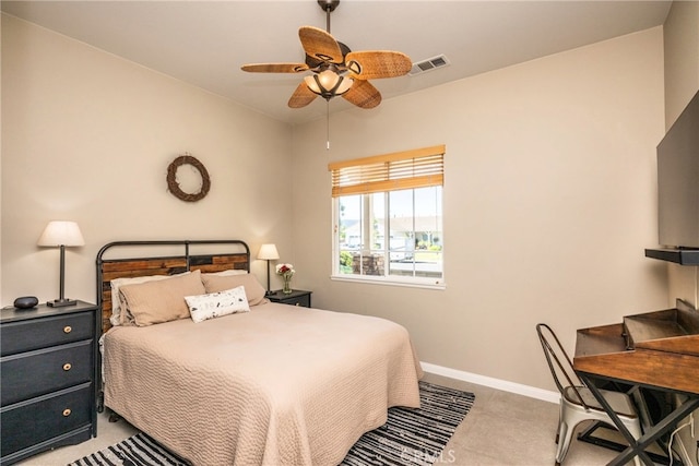 23840 Costa Mesa Way, Murrieta, CA 92562 - bedroom featuring baseboards, light colored carpet, and ceiling fan