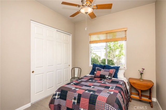23840 Costa Mesa Way, Murrieta, CA 92562 - bedroom featuring carpet floors, a closet, baseboards, and a ceiling fan