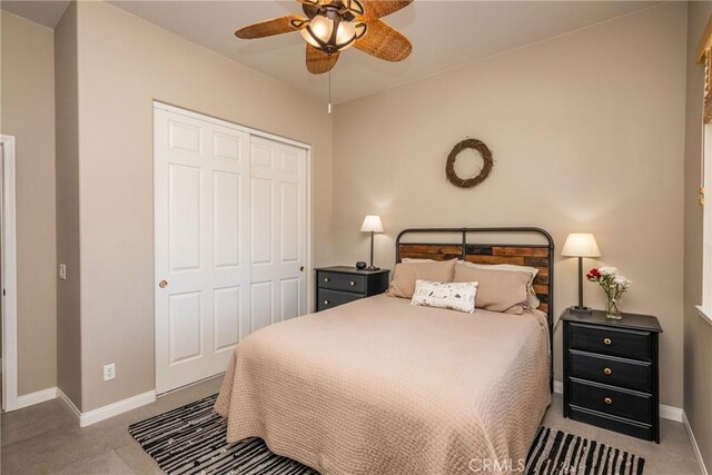 23840 Costa Mesa Way, Murrieta, CA 92562 - bedroom with a closet, baseboards, and a ceiling fan