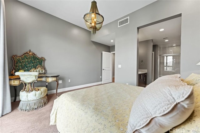 402 Rockefeller Unit 407, Irvine, CA 92612 - bedroom featuring carpet floors, ensuite bath, recessed lighting, and baseboards