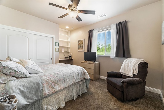 11576 Meridian Rd, Chico, CA 95973 - carpeted bedroom featuring baseboards, a closet, ceiling fan, and recessed lighting