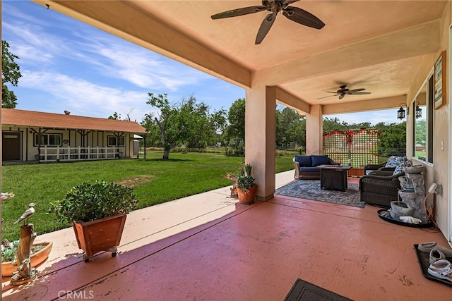11576 Meridian Rd, Chico, CA 95973 - view of patio / terrace with an outdoor hangout area and a ceiling fan