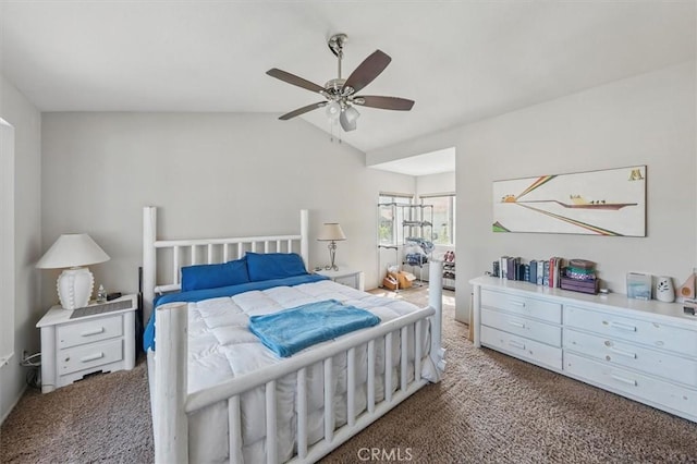 28532 Forest Meadow Pl, Castaic, CA 91384 - carpeted bedroom with vaulted ceiling and a ceiling fan
