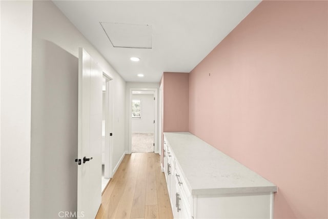 241 S Solomon Dr, Anaheim, CA 92807 - corridor featuring light wood finished floors, recessed lighting, and baseboards