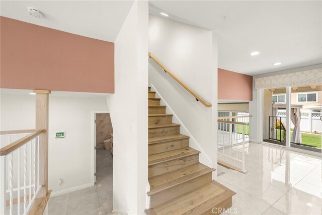 241 S Solomon Dr, Anaheim, CA 92807 - stairs featuring tile patterned flooring, recessed lighting, and baseboards