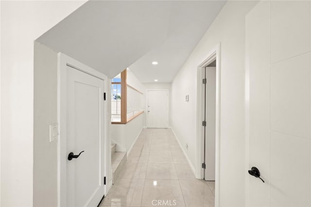 241 S Solomon Dr, Anaheim, CA 92807 - corridor with baseboards, light tile patterned flooring, and recessed lighting