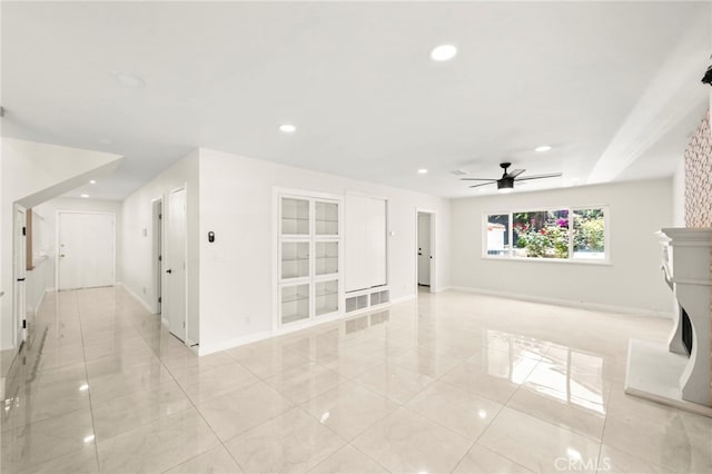 241 S Solomon Dr, Anaheim, CA 92807 - unfurnished living room with recessed lighting, ceiling fan, and baseboards
