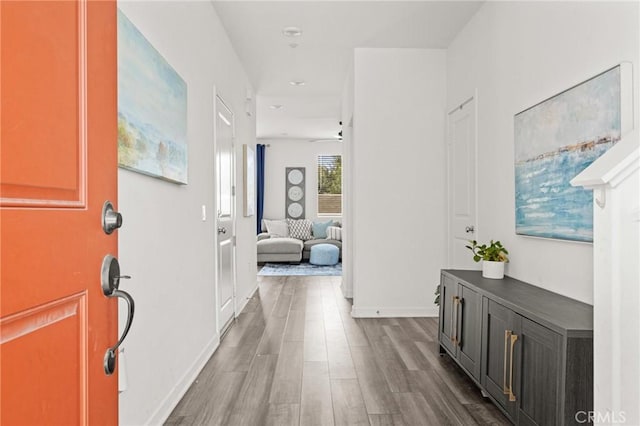 1924 N Floret Dr, Los Angeles, CA 90222 - entryway featuring dark wood-type flooring and baseboards