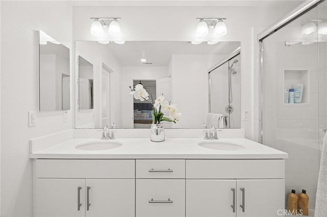 1924 N Floret Dr, Los Angeles, CA 90222 - bathroom featuring double vanity and a stall shower