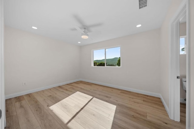 12632 Mcferon Rd, Poway, CA 92064 - spare room with ceiling fan, wood finished floors, baseboards, and recessed lighting