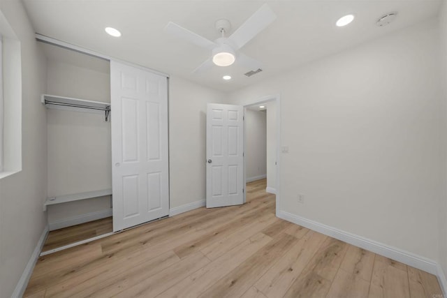 12632 Mcferon Rd, Poway, CA 92064 - unfurnished bedroom featuring light wood-style floors, baseboards, a closet, and recessed lighting