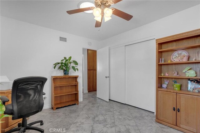 9945 Date St, Fontana, CA 92335 - office area featuring ceiling fan